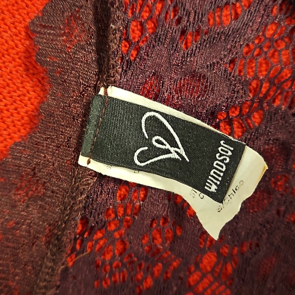 Windsor burgundy maroon floral lace long sleeve dress lined Sm. prom - Picture 6 of 11